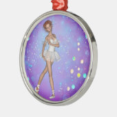 Paarse blauwe gele achtergrond & Ballerina Metalen Ornament (Links)