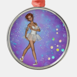 Paarse blauwe gele achtergrond & Ballerina Metalen Ornament