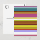 Paarse blauwe gele strips Retro Briefkaart (Voorkant / Achterkant)