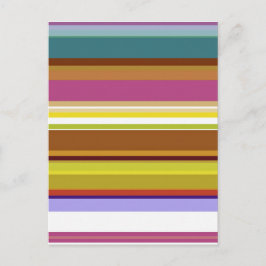 Paarse blauwe gele strips Retro Briefkaart