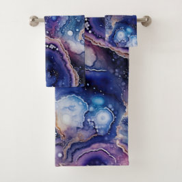 Paarse Blauwe Geode Abstract met Bubbel Mineraal Bad Handdoek