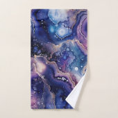 Paarse Blauwe Geode Abstract met Bubbel Mineraal Bad Handdoek (Handdoek)