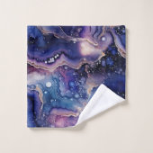 Paarse Blauwe Geode Abstract met Bubbel Mineraal Bad Handdoek (Wasdoekje)