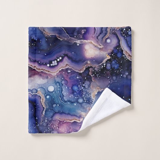 Paarse Blauwe Geode Abstract met Bubbel Mineraal Bad Handdoek (Wasdoekje)