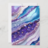 Paarse Blauwe Glitter Marmer Elegante Trouwdag Kaart (Achterkant)