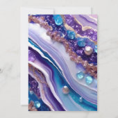 Paarse Blauwe Glitter Marmer Elegante Trouwdag Kaart (Achterkant)