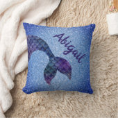 Paarse Blauwe Glitter Zeemeerminstaart Aangepaste Kussen (Deken)