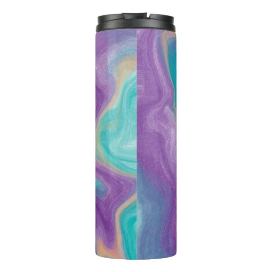 Paarse, blauwe, gouden en Blauwgroen zwembroeken Thermosbeker (Achterkant)