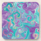 Paarse, blauwe, gouden en Blauwgroen zwenken Bier Onderzetter (Voorkant)