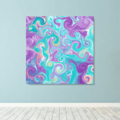 Paarse, blauwe, gouden en Blauwgroen zwenken Canvas Afdruk (Insitu (Houten vloer))