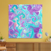 Paarse, blauwe, gouden en Blauwgroen zwenken Canvas Afdruk (Insitu (Woonkamer))