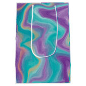 Paarse, blauwe, gouden en Blauwgroen zwenken Medium Cadeauzakje (Achterkant)