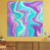 Paarse, blauwe, gouden en Blauwgroen zwenken met v Canvas Afdruk (Insitu (Woonkamer))