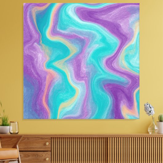 Paarse, blauwe, gouden en Blauwgroen zwenken met v Canvas Afdruk (Insitu (Woonkamer))