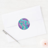 Paarse, blauwe, gouden en Blauwgroen zwenken met v Ronde Sticker (Envelop)