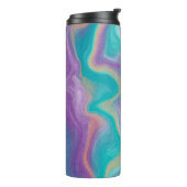 Paarse, blauwe, gouden en Blauwgroen zwenken Thermosbeker (Gedraaid links)