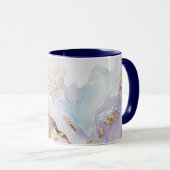 Paarse Blauwe Gouden Waterverf Was Alcoholinkt Mok (Voorkant rechts)