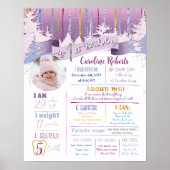 Paarse Blauwe Gouden Winter Mijn Verjaardag Stats  Poster (Voorkant)