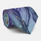 Paarse blauwe goudmarmer Modern Elegant Stropdas (Opgerold)