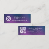 Paarse blauwe gradiënt volgt Sociale media QR-code Mini Visitekaartje (Voorkant / Achterkant)