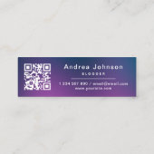 Paarse blauwe gradiënt volgt Sociale media QR-code Mini Visitekaartje (Achterkant)