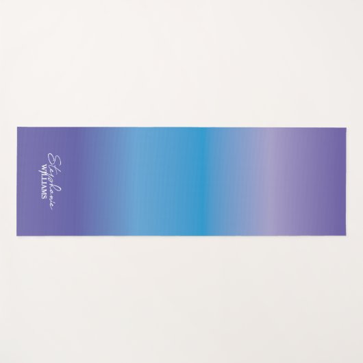 Paarse-Blauwe Gradient Yoga Mat met Aangepaste Naa (Voorkant (horizontaal))