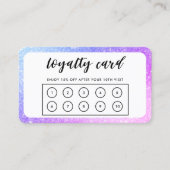 Paarse blauwe grens Faux Glitter Loyalty Kaart Visitekaartje (Voorkant)