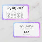 Paarse blauwe grens Faux Glitter Loyalty Kaart Visitekaartje (Voorkant / Achterkant)