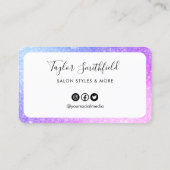 Paarse blauwe grens Faux Glitter Loyalty Kaart Visitekaartje (Achterkant)