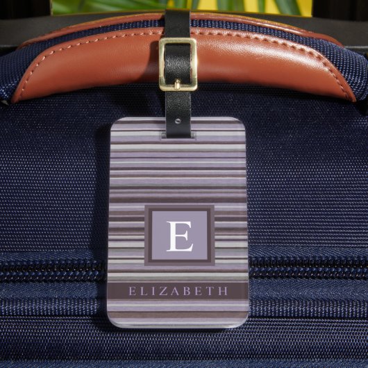 Paarse Blauwe Grijze Bruine Kleurlijnen Bagagelabel (Voorkant Insitu 2)