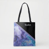 Paarse, Blauwe, Grijze Waterverf Gepersonaliseerd Tote Bag (Voorkant)