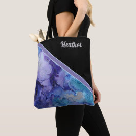 Paarse, Blauwe, Grijze Waterverf Gepersonaliseerd Tote Bag