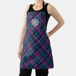 Paarse, Blauwe & Groene Plaid Sneeuwvlok Schort
