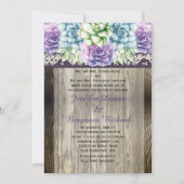 Paarse Blauwe Groene Waterverf Succulenten Bruilof Kaart (Voorkant)