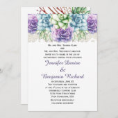 Paarse Blauwe Groene Waterverf Succulenten Invitat Kaart (Voorkant / Achterkant)