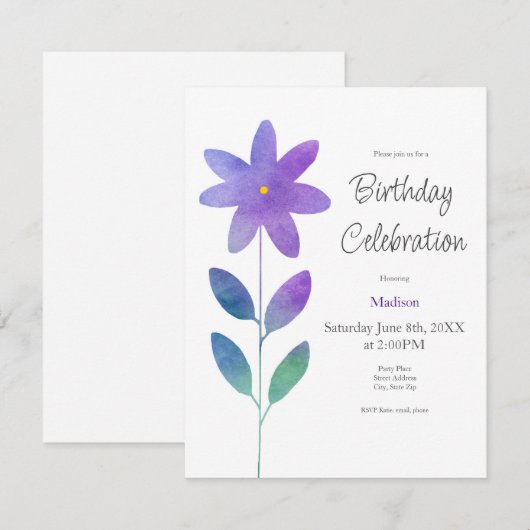 Paarse blauwe groene Waterverf ventilator Kaart (Voorkant / Achterkant)