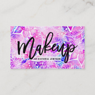 Paarse blauwe henna boho bloemenmandala Make-up Visitekaartje