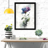 "Paarse & Blauwe Hibiscus Botanische Waterverf Kun Poster