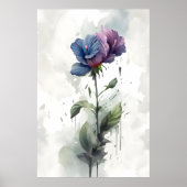 "Paarse & Blauwe Hibiscus Botanische Waterverf Kun Poster (Voorkant)