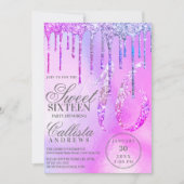 Paarse blauwe holografische Glitter-schijven 16 Kaart (Voorkant)