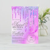 Paarse blauwe holografische Glitter-schijven 16 Kaart (Staand voorkant)