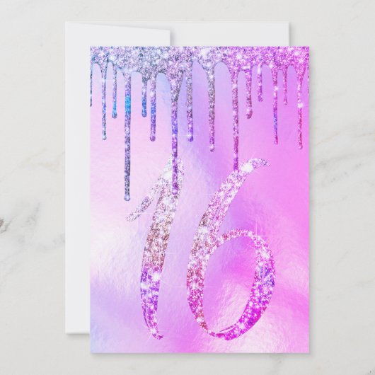 Paarse blauwe holografische Glitter-schijven 16 Kaart (Achterkant)