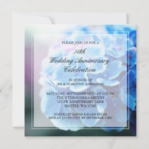 Paarse Blauwe Hortensia 50ste Huwelijksverjaardag Kaart