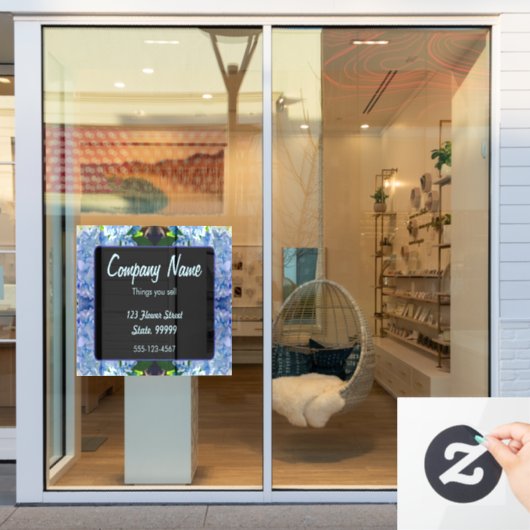 Paarse Blauwe Hortensia Boeketten Raamsticker (Winkelraam)