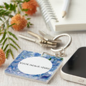 Paarse Blauwe Hortensia Boeketten Sleutelhanger (Voorkant Rechts)