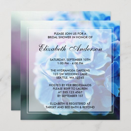 Paarse blauwe hortensia Vrijgezellenfeest Kaart (Voorkant / Achterkant)