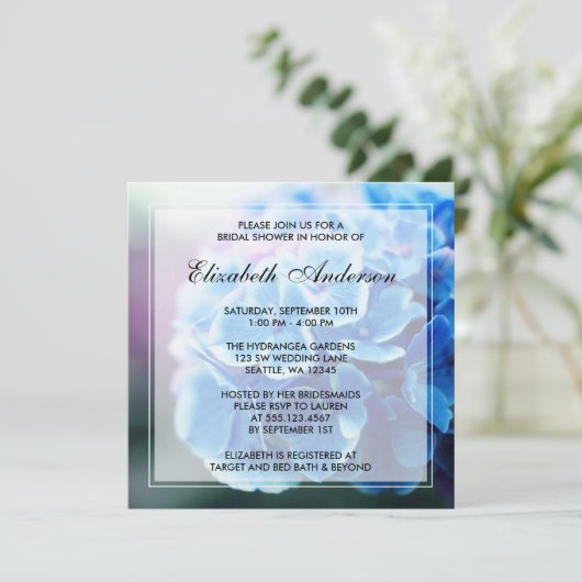 Paarse blauwe hortensia Vrijgezellenfeest Kaart (Staand voorkant)