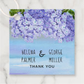 Paarse blauwe hortensia waterverf bloemige bruilof bedankjes labels (Voorkant)