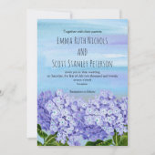 Paarse, blauwe hortensia's waterverf bloem bruilof kaart (Voorkant)
