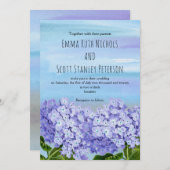 Paarse, blauwe hortensia's waterverf bloem bruilof kaart (Voorkant / Achterkant)